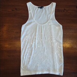 Armani Exchange White Sequins Tank Top | Size XL